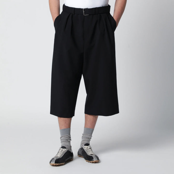 Dries Van Noten - Black cropped wide trousers in wool blend Brand Pants 48 IT