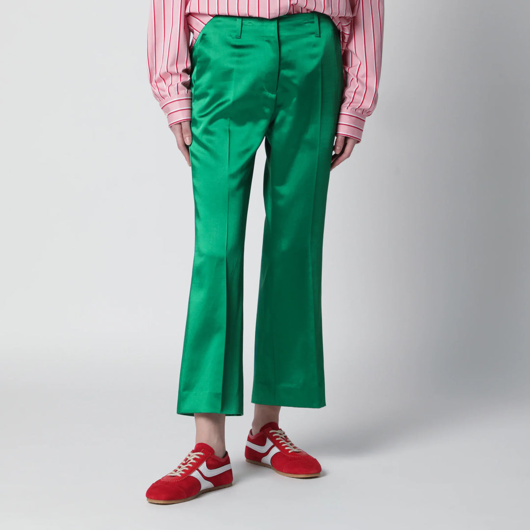 Dries Van Noten - Shiny green cotton-blend trousers Brand Pants 40  FR