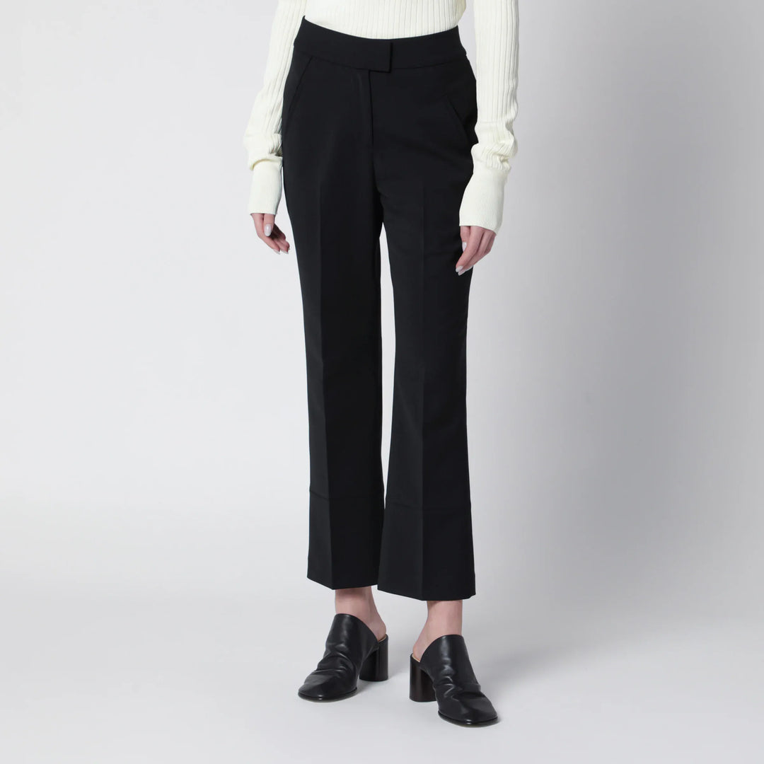 Entire Studios - Black wool-blend flared cropped trousers Brand Pants XS
