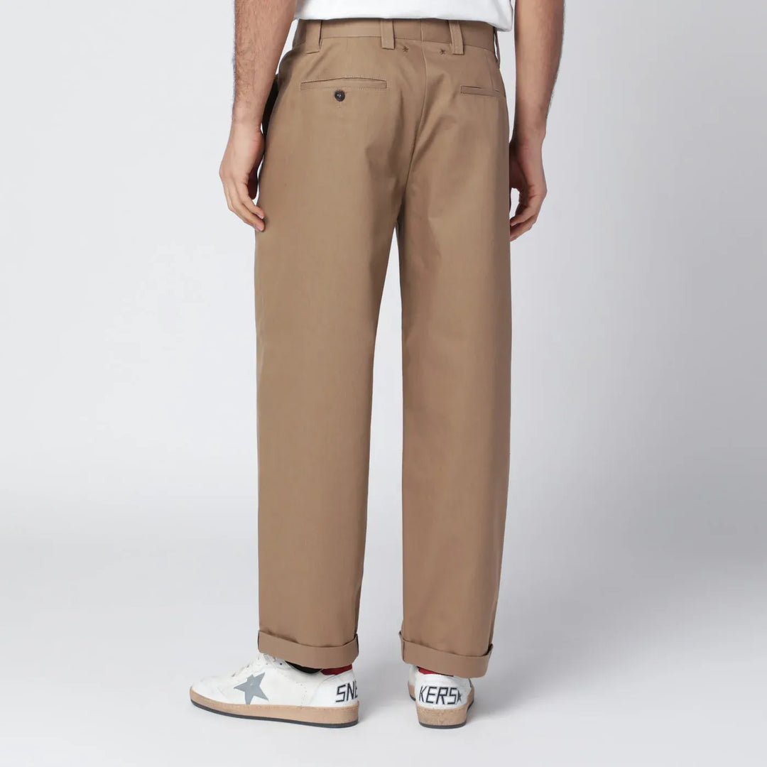 Golden Goose - Beige cotton-blend trousers Brand Pants