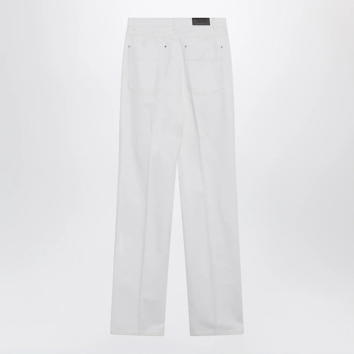 LEMAIRE - High-waisted straight-leg jeans with belt in white denim Brand Pants
