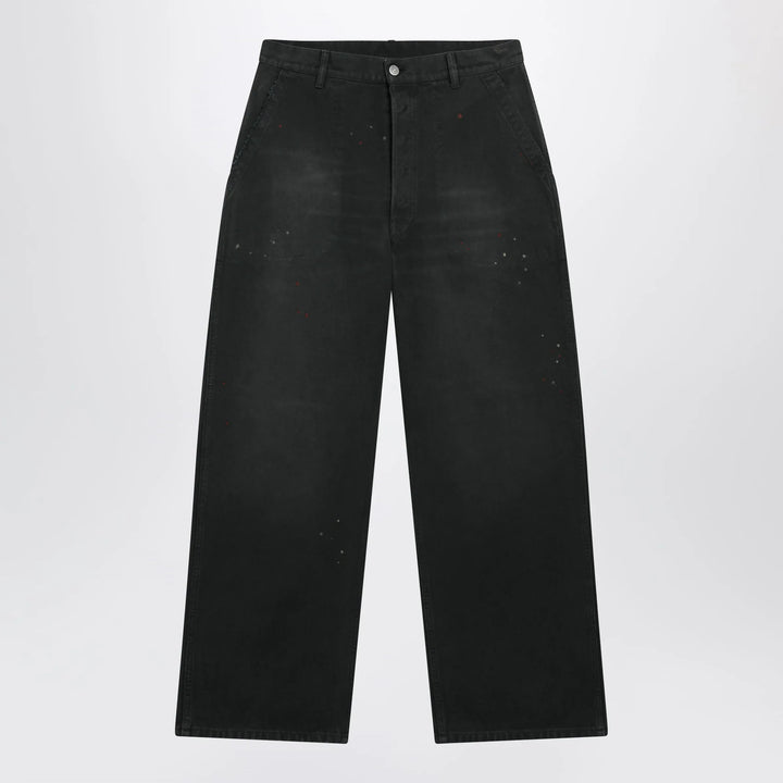 Maison Margiela - Double-dyed work trousers in black cotton with spots Brand Pants 46 IT