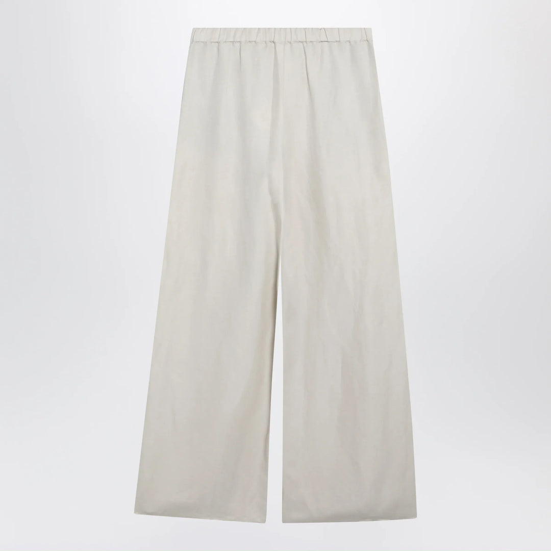 Max Mara - Wide-leg linen and silk twill trousers in beige Brand Pants