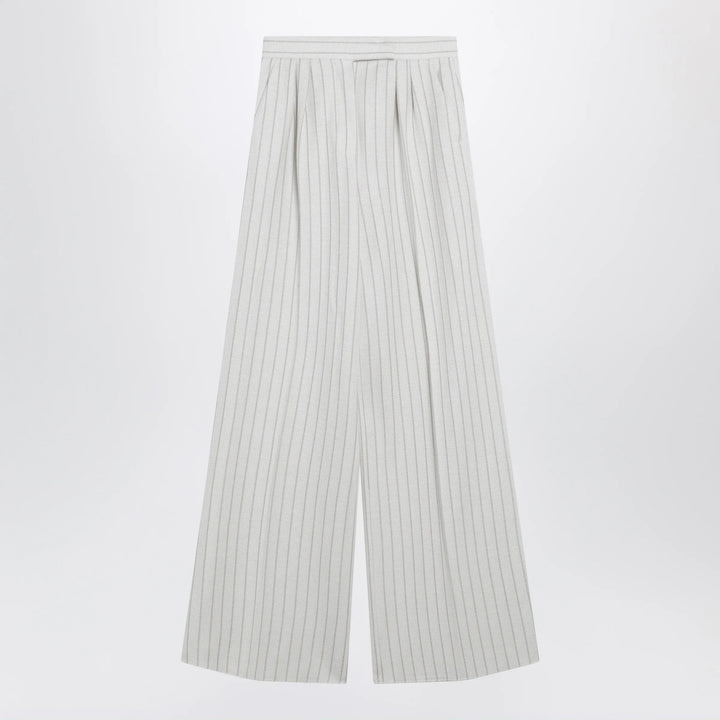Max Mara - Wide pinstripe piqué jersey trousers Brand Pants 42  IT