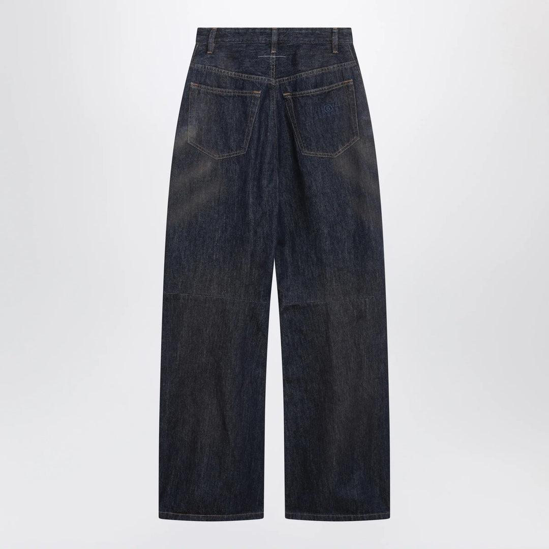 MM6 Maison Margiela - Dark blue wide-leg jeans with worn effect Brand Pants