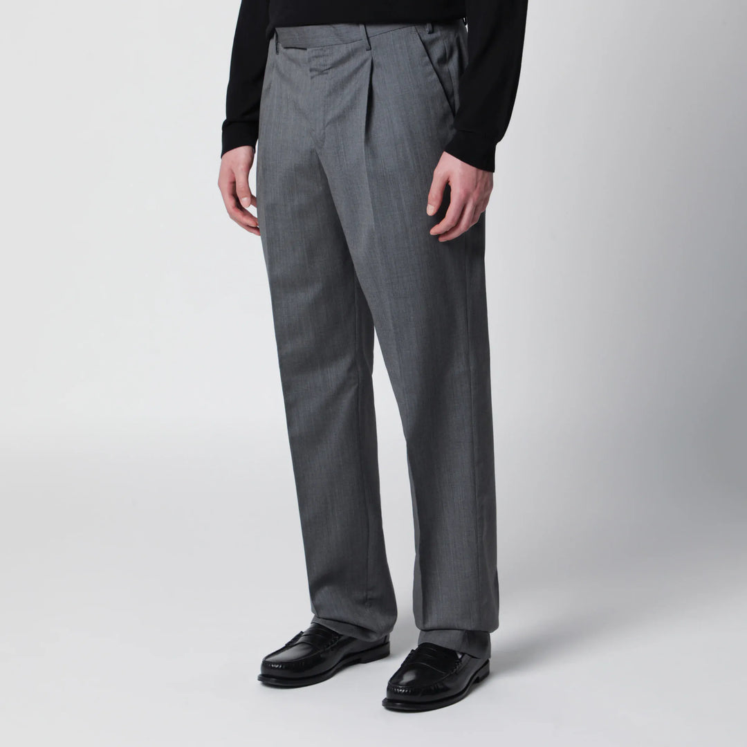PT Torino - Grey Pants in Virgin Wool Brand Pants