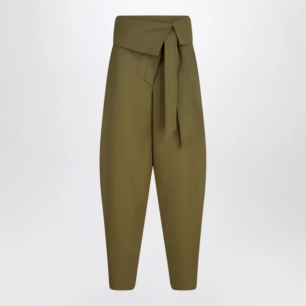 The Attico - Military green wool gabardine trousers Brand Pants 38  IT