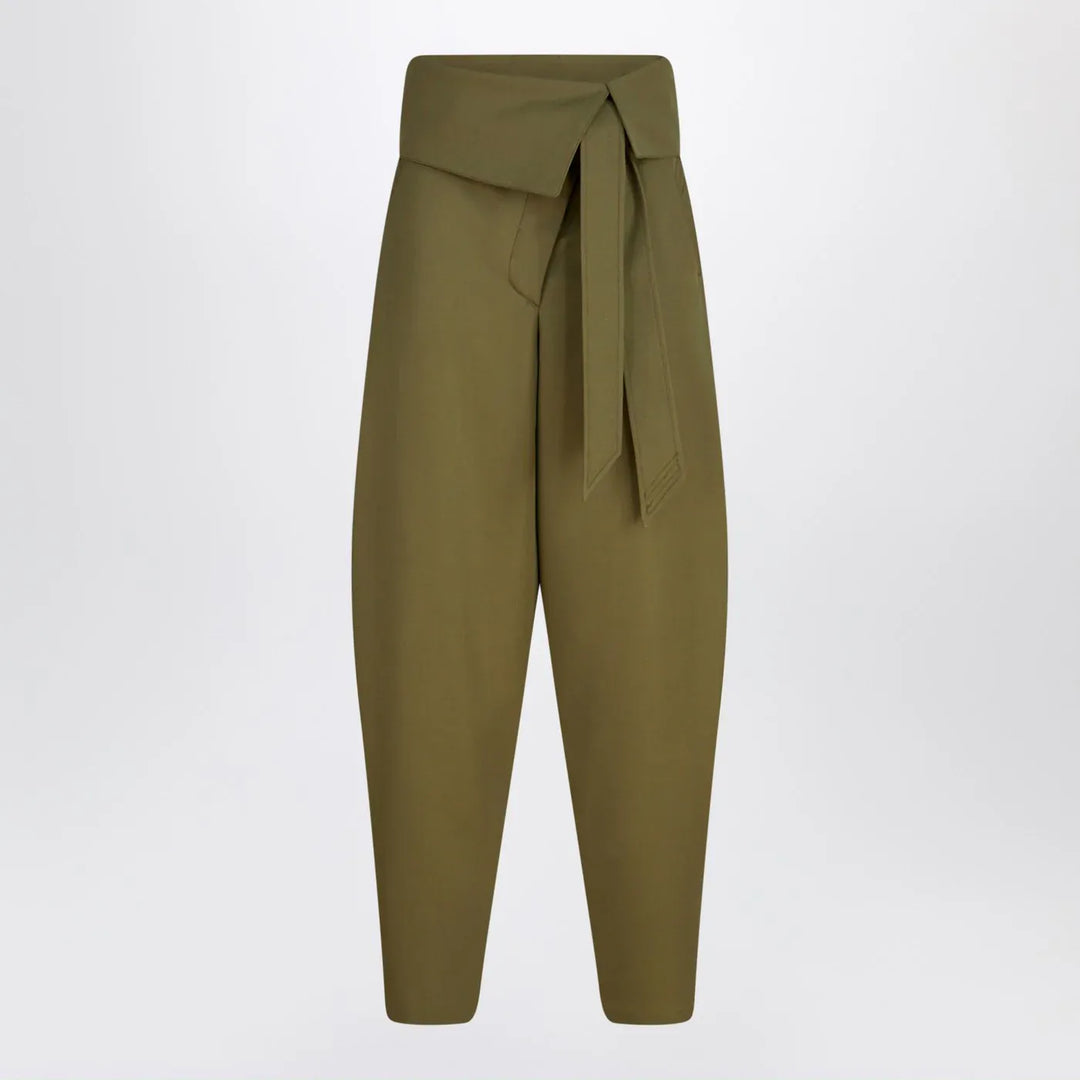 The Attico - Military green wool gabardine trousers Brand Pants 38  IT