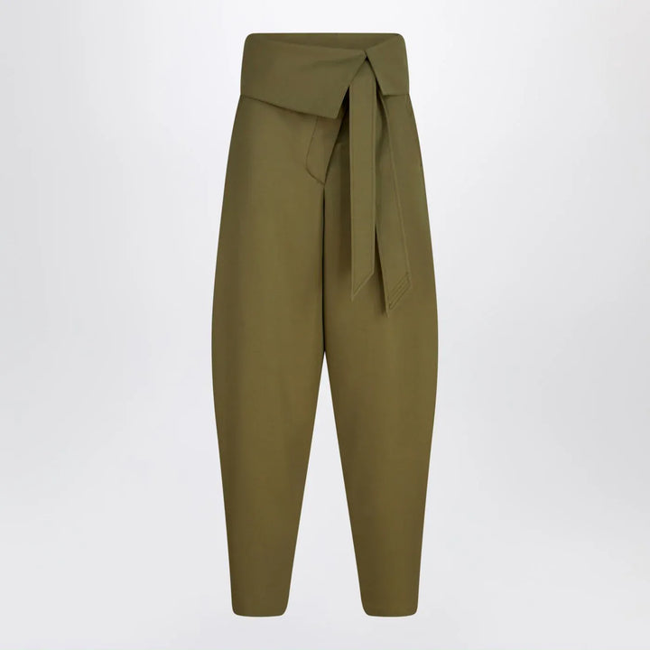 The Attico - Military green wool gabardine trousers Brand Pants 38  IT