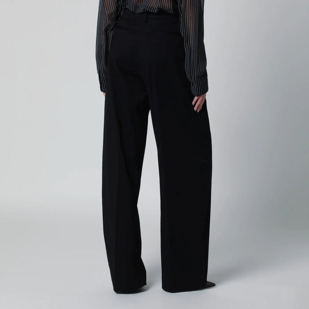 TheLatest - Black cotton palazzo trousers Brand Pants