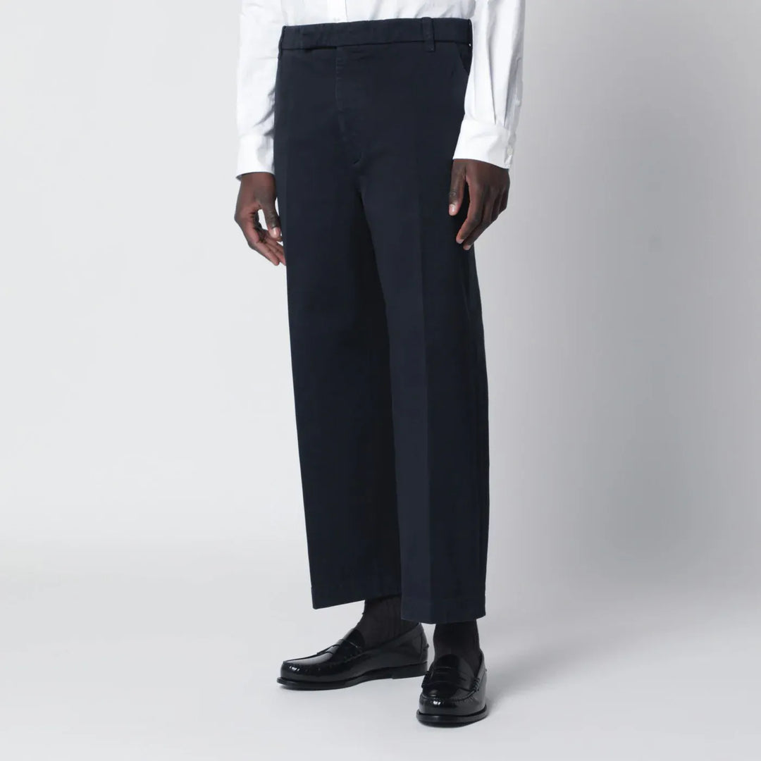 Thom Browne - Navy blue cotton trousers Brand Pants