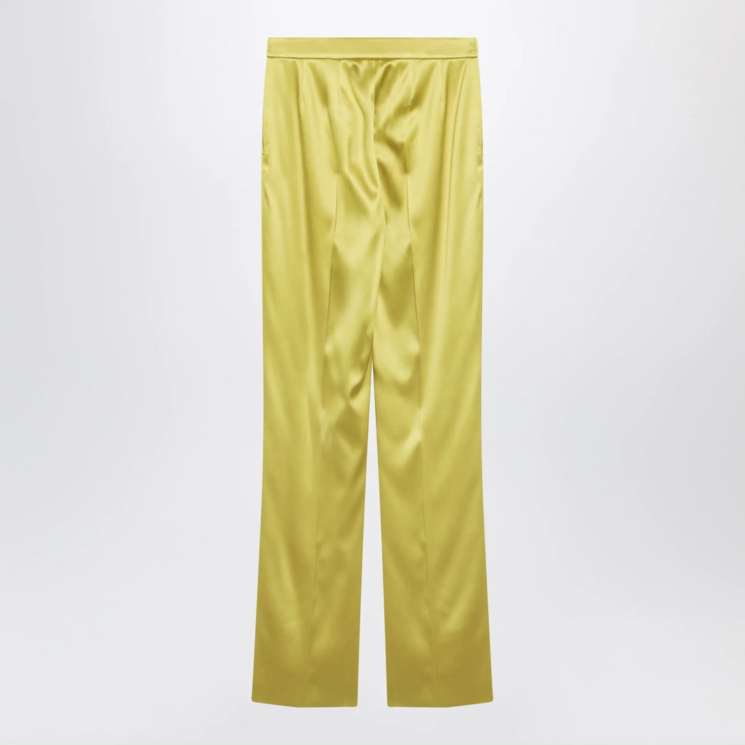 Valentino - Avocado-colored trousers in shiny silk blend Brand Pants 40  IT