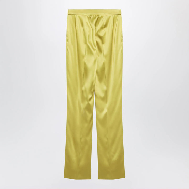 Valentino - Avocado-colored trousers in shiny silk blend Brand Pants 40  IT