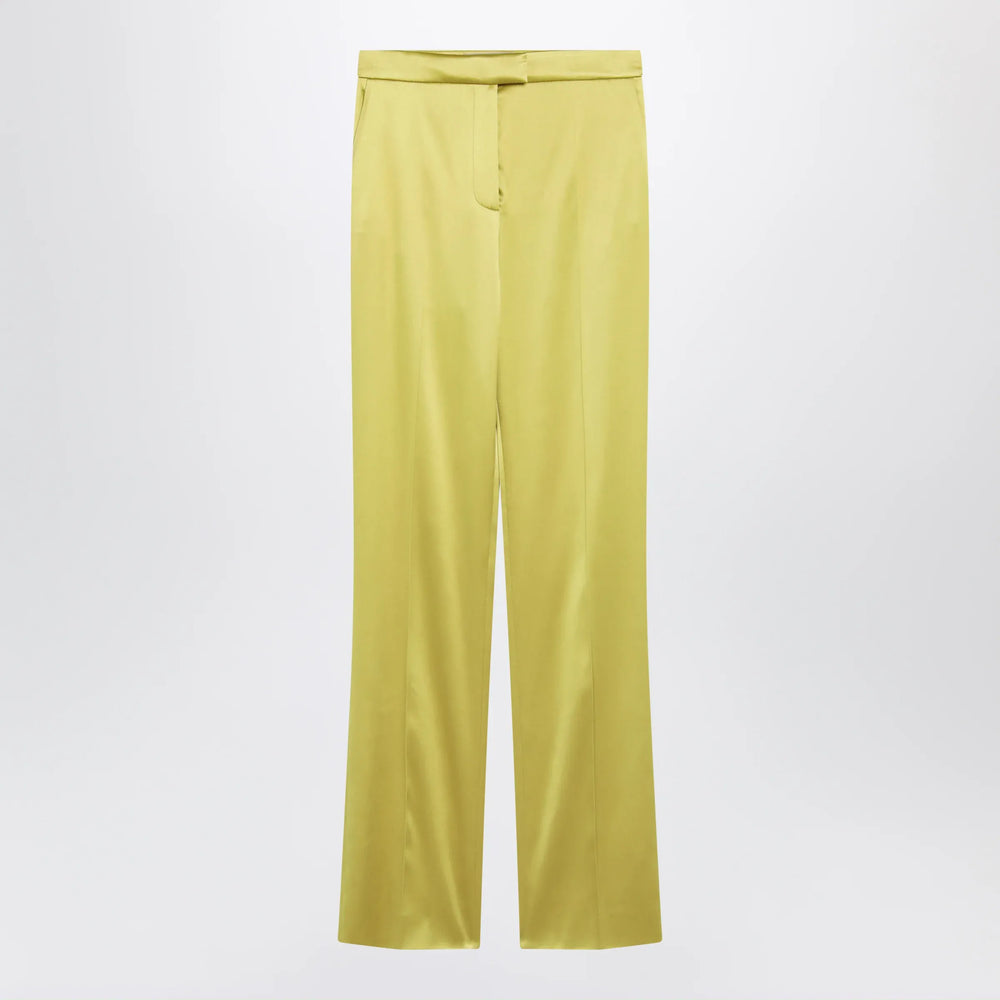 Valentino - Avocado-colored trousers in shiny silk blend Brand Pants 40  IT