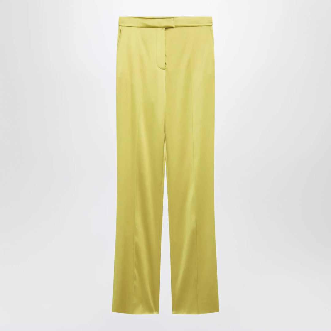 Valentino - Avocado-colored trousers in shiny silk blend Brand Pants 40  IT