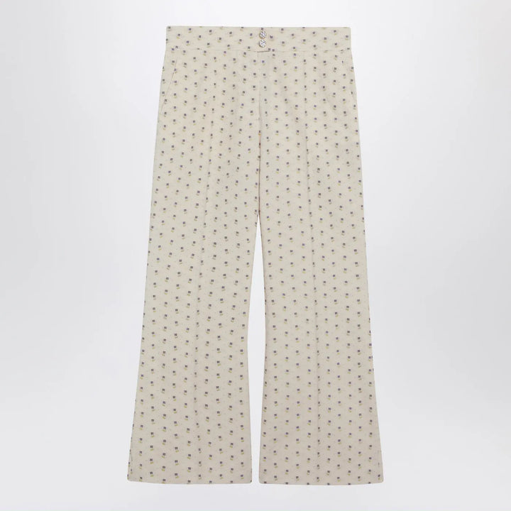 Valentino - Ivory trousers with floral pattern Brand Pants 40  IT