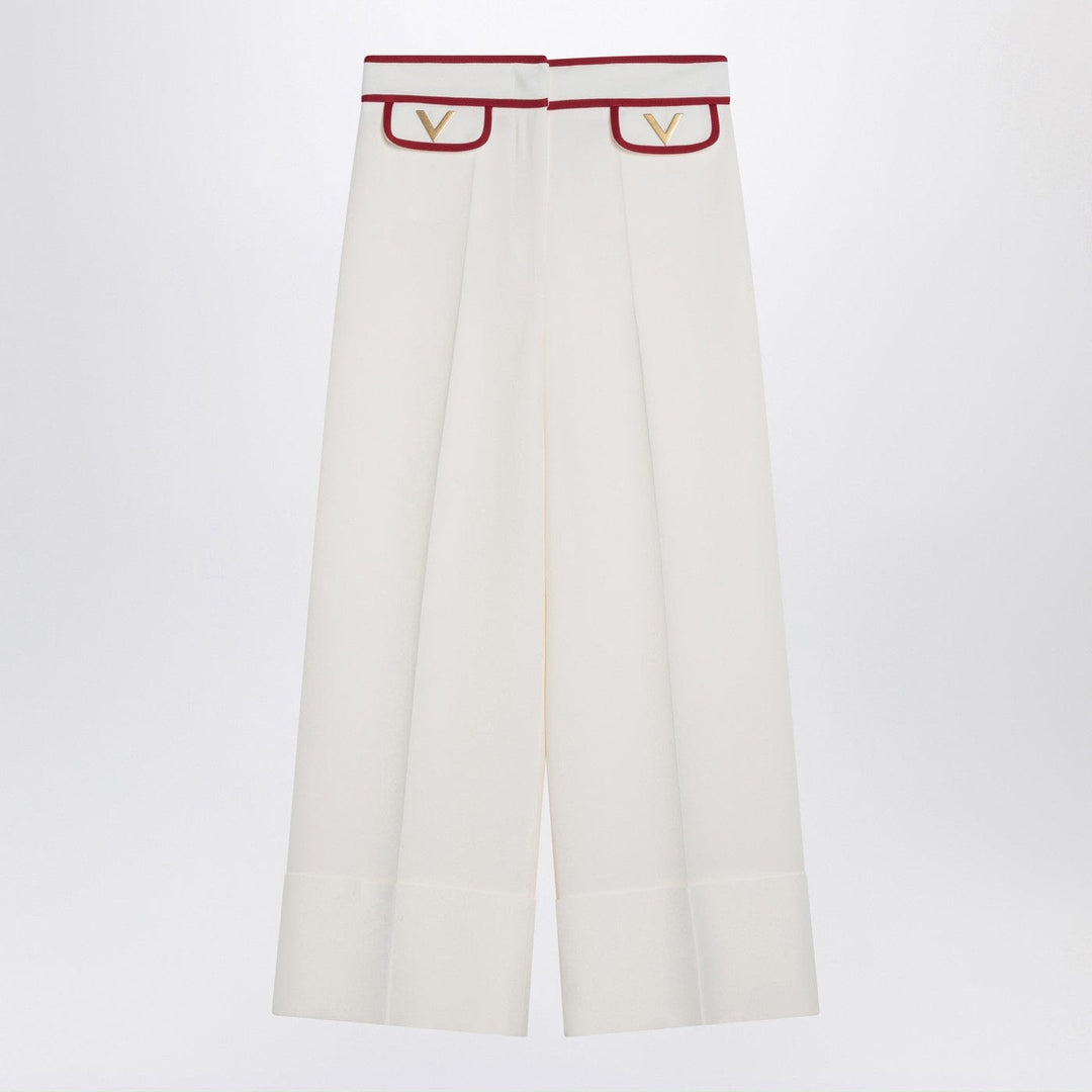 Pants 42  IT Valentino - Ivory trousers with Gold V Brand