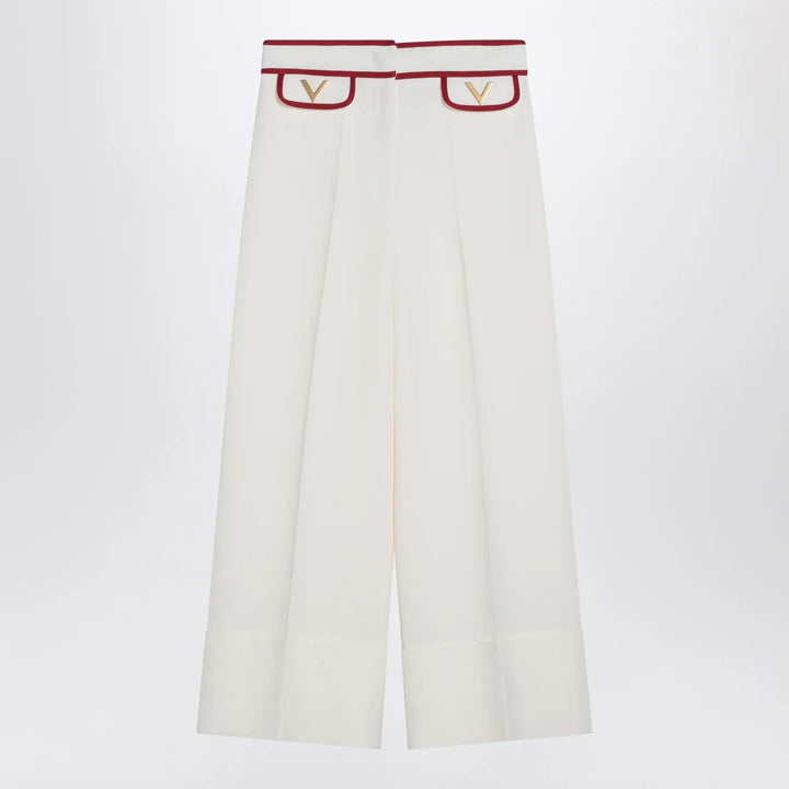 Valentino - Ivory trousers with Gold V Brand Pants 42  IT