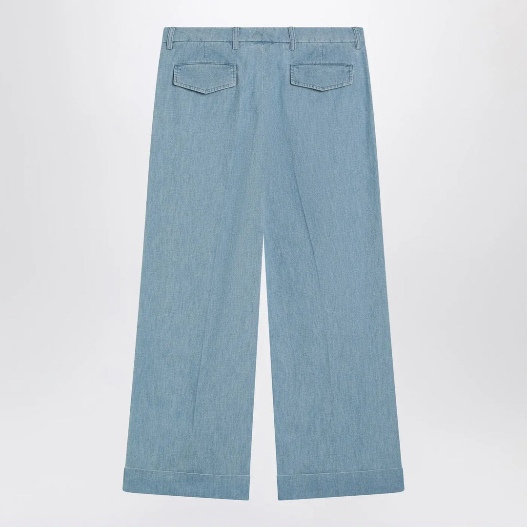 Valentino - Light blue wide jeans with cuff Brand Pants