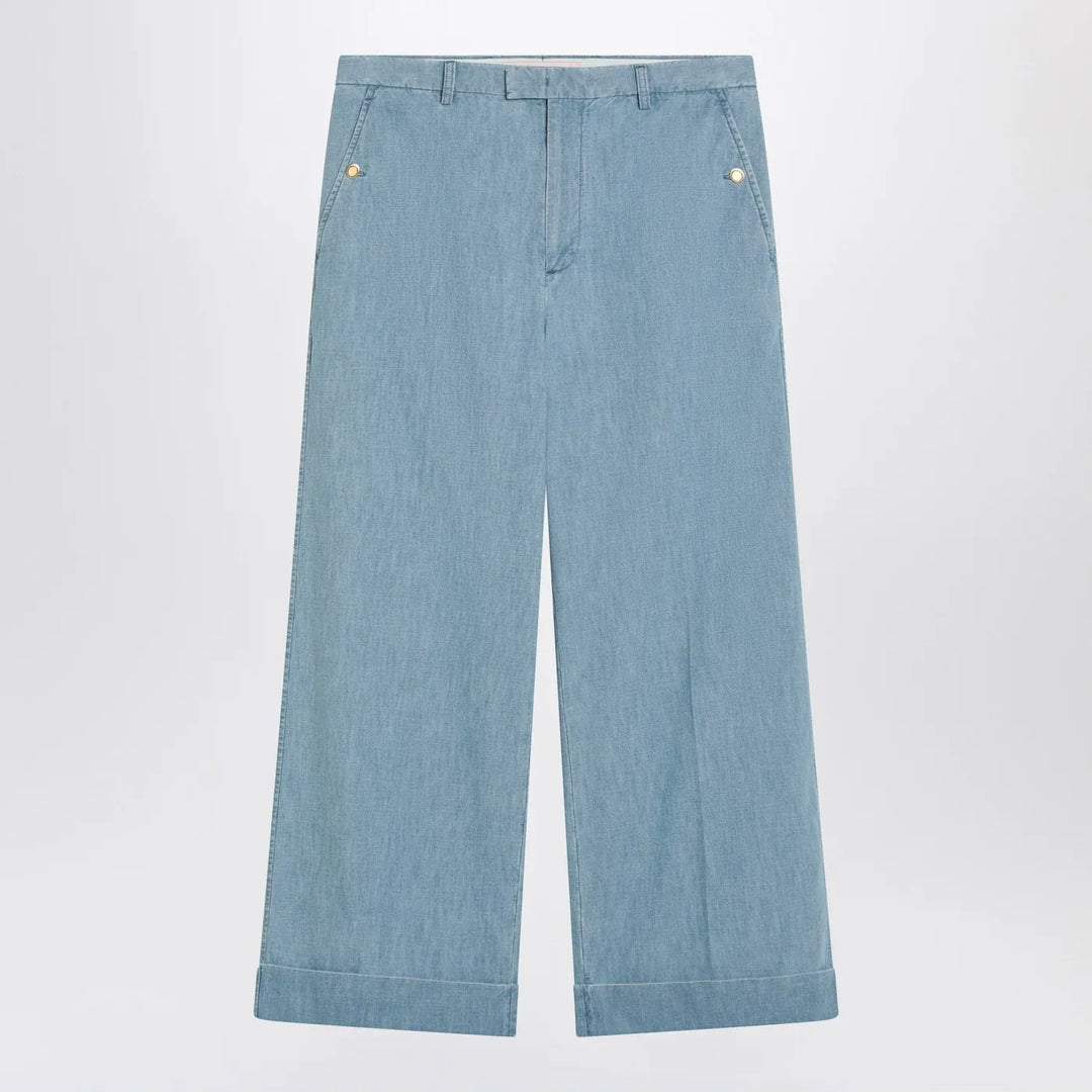 Valentino - Light blue wide jeans with cuff Brand Pants 46 IT