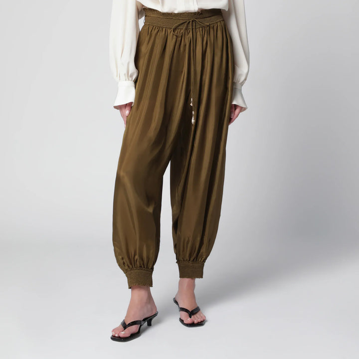 ZIMMERMANN - Olive silk habotai harem pants Brand Pants 2