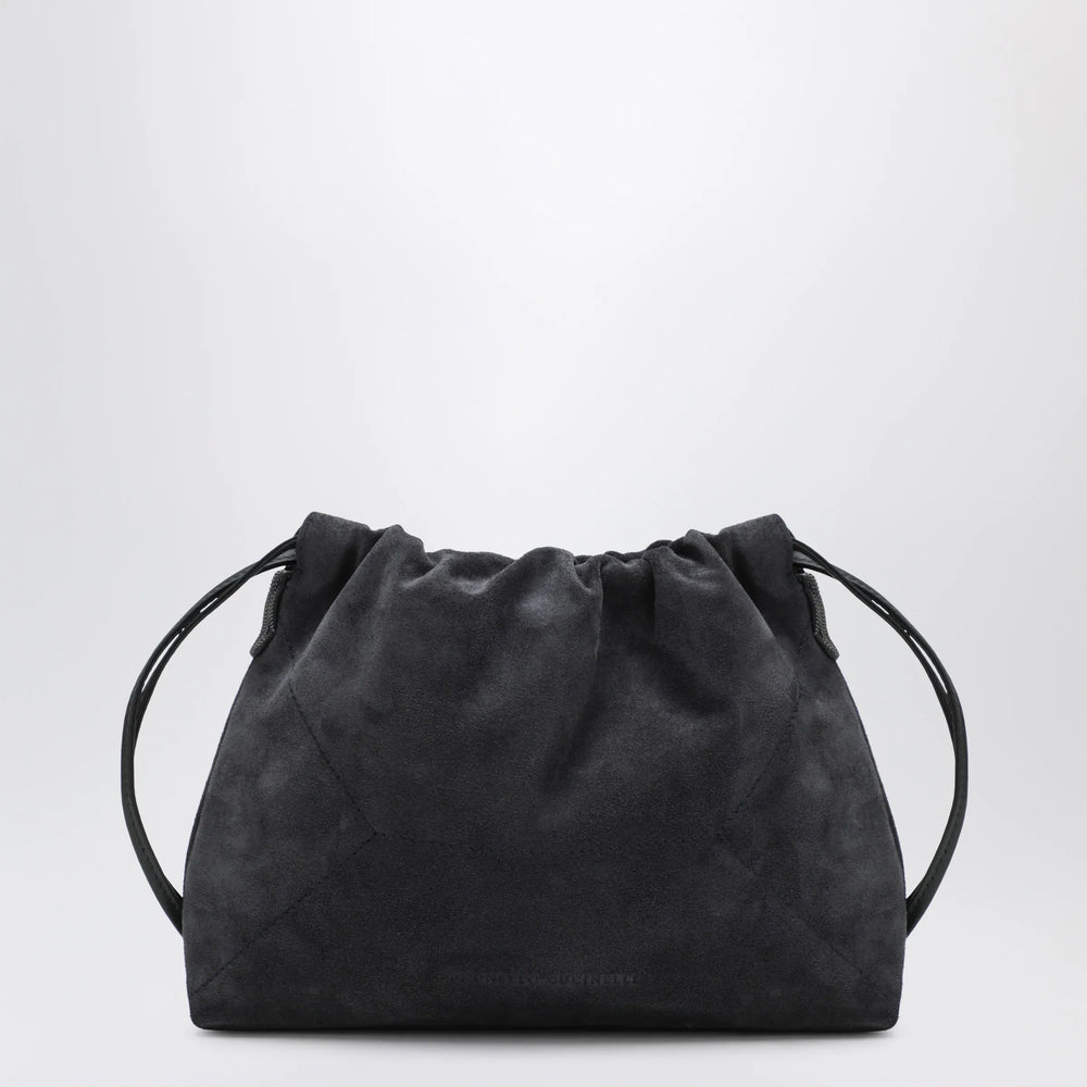 Brunello Cucinelli - BC Duo Pouch midnight blue suede bag with monile detail Brand Pouch Bag TU