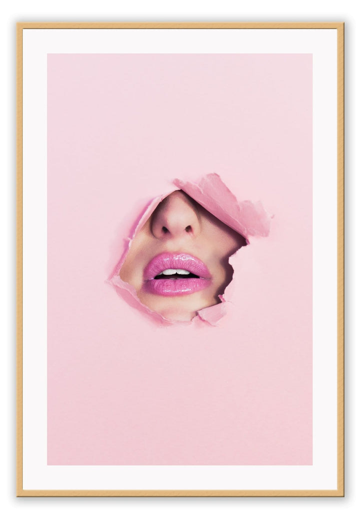 Canvas Print Small		50x70cm / Oak Pink face Pink Face Wall Art : Ready to hang framed artwork. Brand