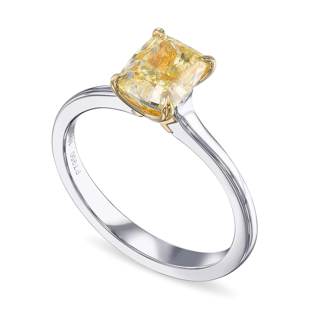 LEIBISH 1.26ct Fancy Yellow Cushion Diamond Solitaire Ring Brand Ring