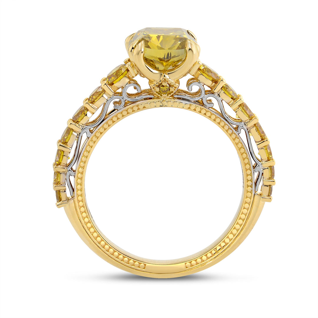 LEIBISH 2.02ct Fancy Deep Brownish Yellow Cushion Diamond Ring Brand Ring