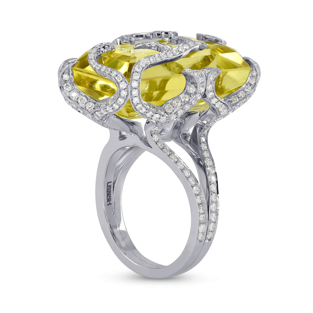 LEIBISH 24.92ct Sri Lankan Lemon Quartz &amp; Diamond Ring Brand Ring