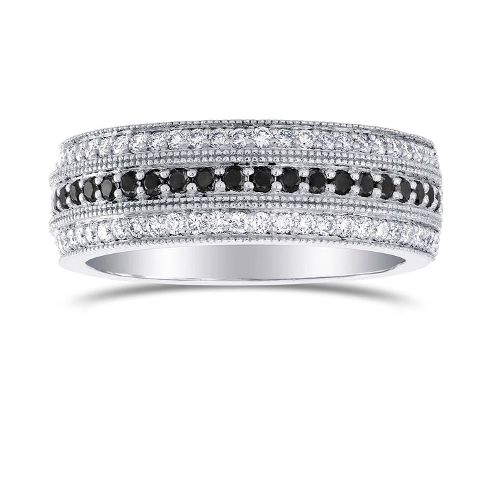 Wide Black Diamond Milgrain Band Ring Brand Ring