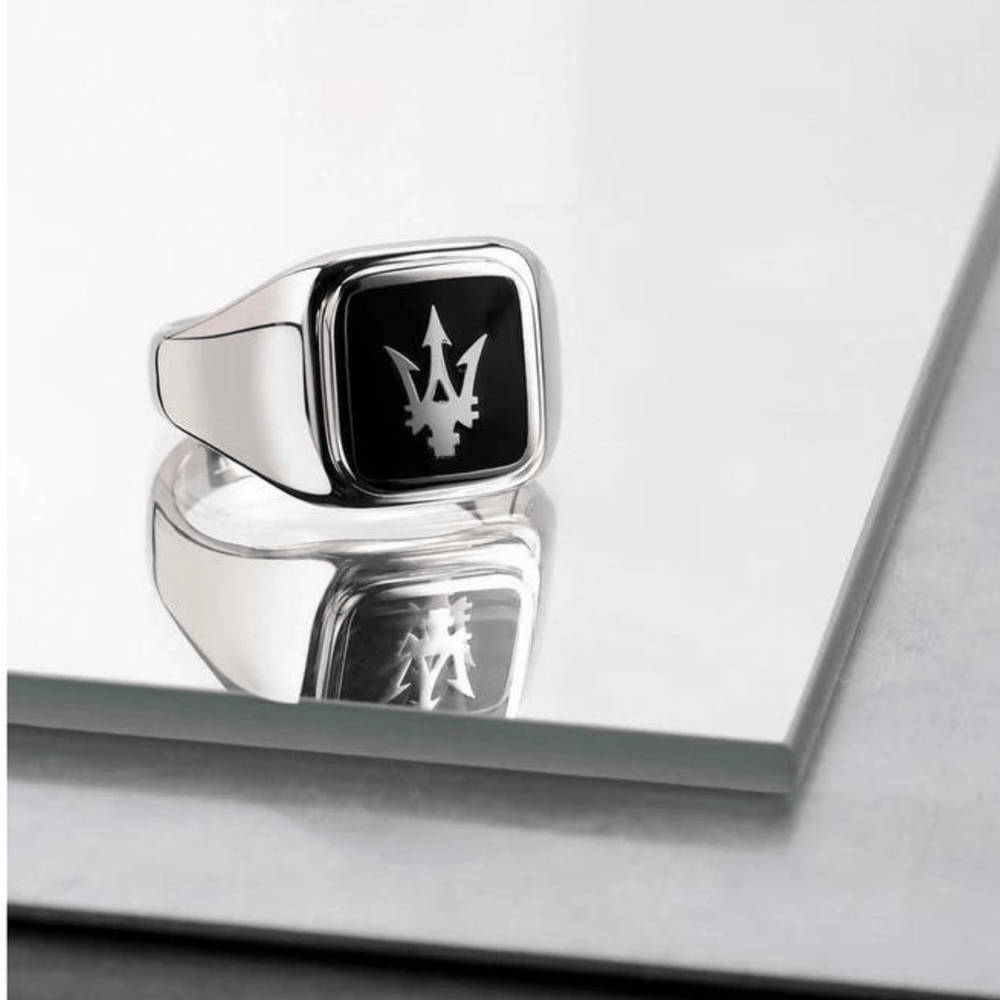 Maserati Rings 21 Maserati Jewels Ring with Black Enamel Brand