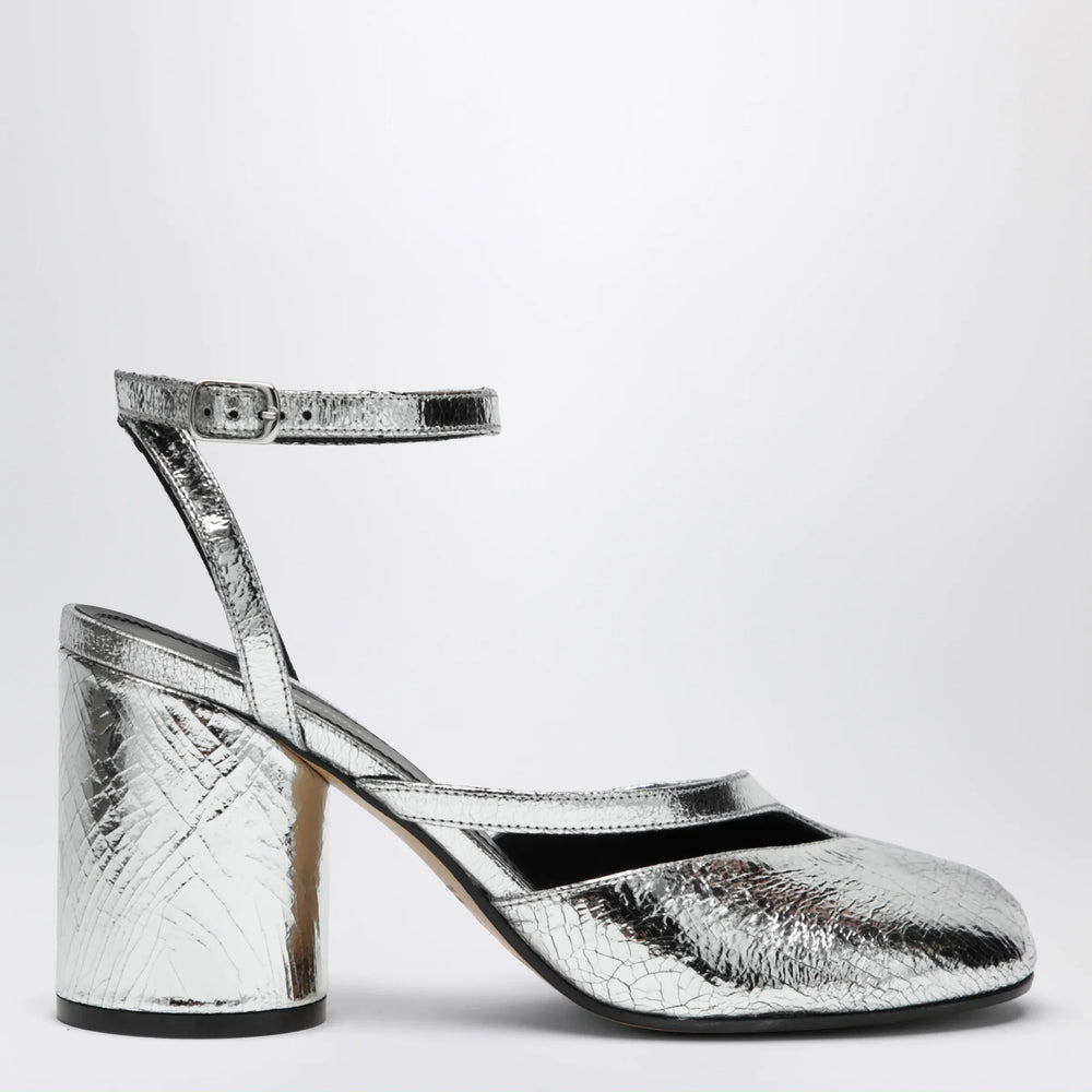 Maison Margiela - Silver Tabi Sandals In Broken Mirror Finish Brand Sandals 37 IT