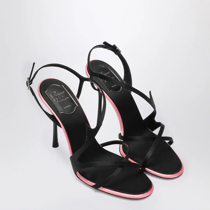 ROGER VIVIER - Black satin heeled sandals Brand Sandals