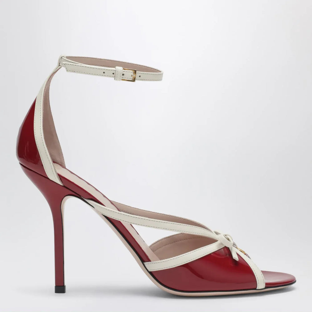 Valentino Garavani - Bepointy sandal red/ivory in patent leather and kidskin Brand Sandals 37,5 IT