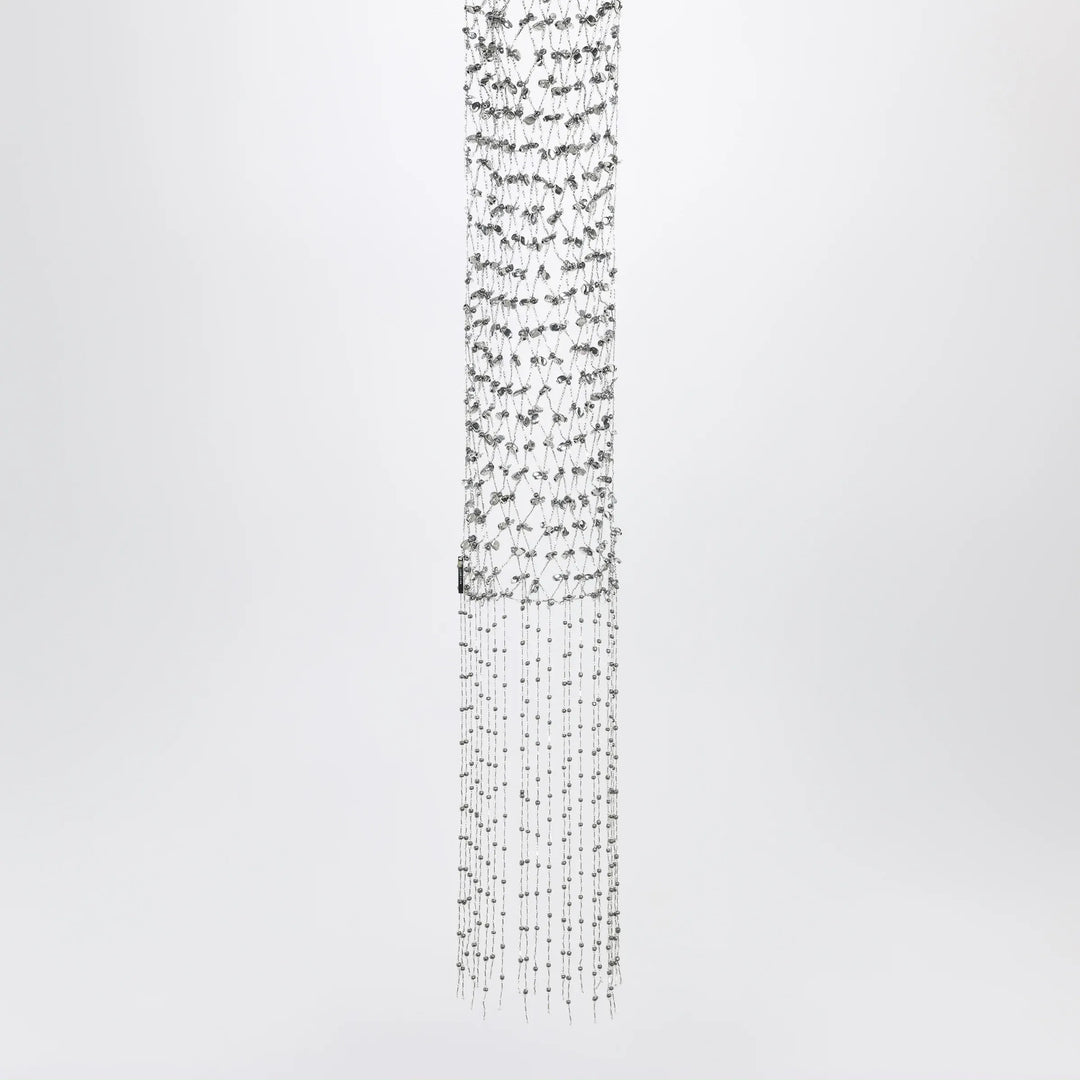 Dries Van Noten - Silver beaded scarf with fringes Brand Scarves &amp; Shawls TU