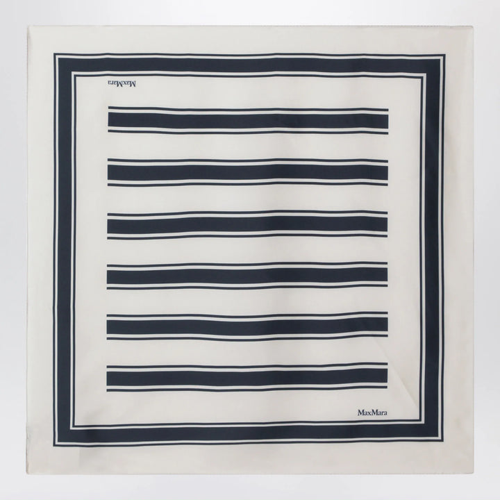 Max Mara - Square printed silk twill scarf in navy blue Brand Scarves &amp; Shawls TU