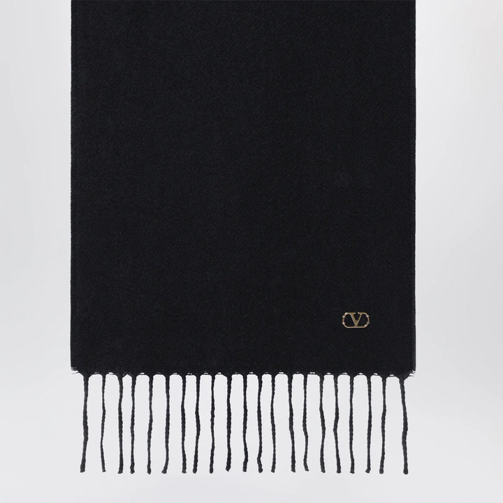 Valentino Garavani - Black cashmere scarf with VLogo detail Brand Scarves &amp; Shawls U