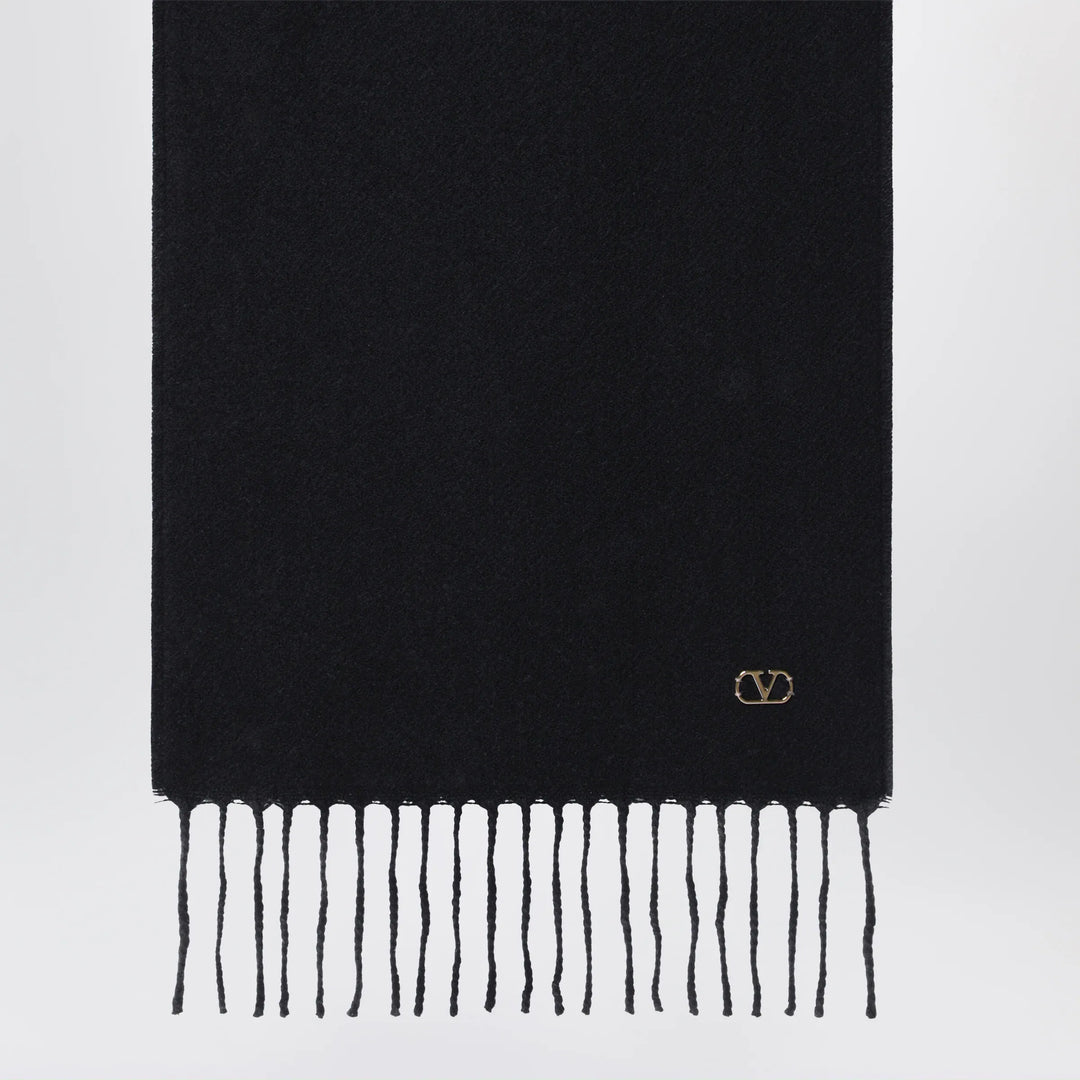Valentino Garavani - Black cashmere scarf with VLogo detail Brand Scarves &amp; Shawls U