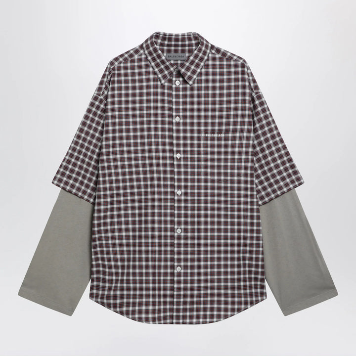 Balenciaga - Wrong Sleeve shirt in red/navy check poplin Brand Shirt 48 IT