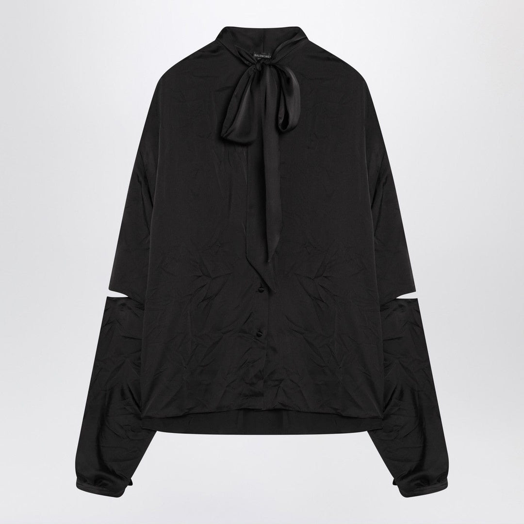 Shirts &amp; Tops Balenciaga - Black satin blouse with bow Brand