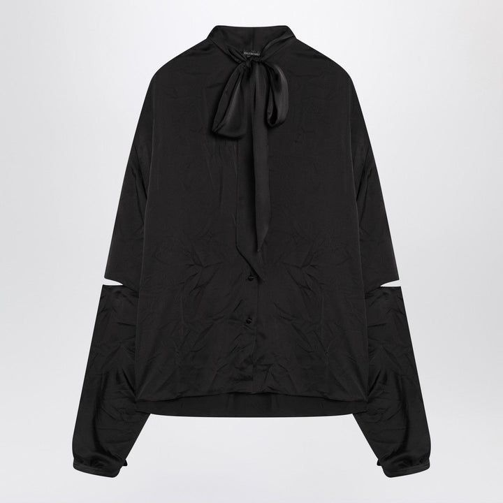 Shirts &amp; Tops Balenciaga - Black satin blouse with bow Brand