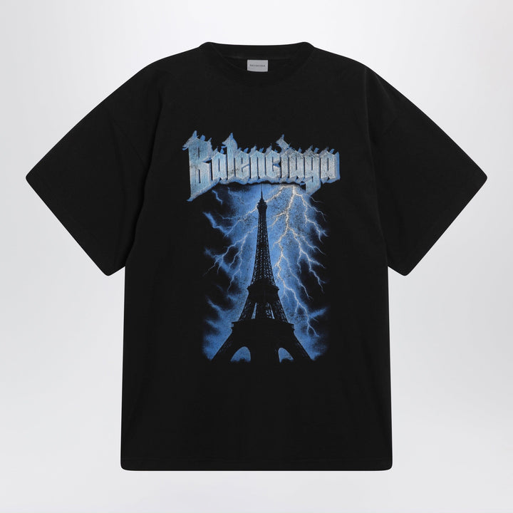 Shirts &amp; Tops Balenciaga - Paris Thunderstorm oversized black T-shirt Brand