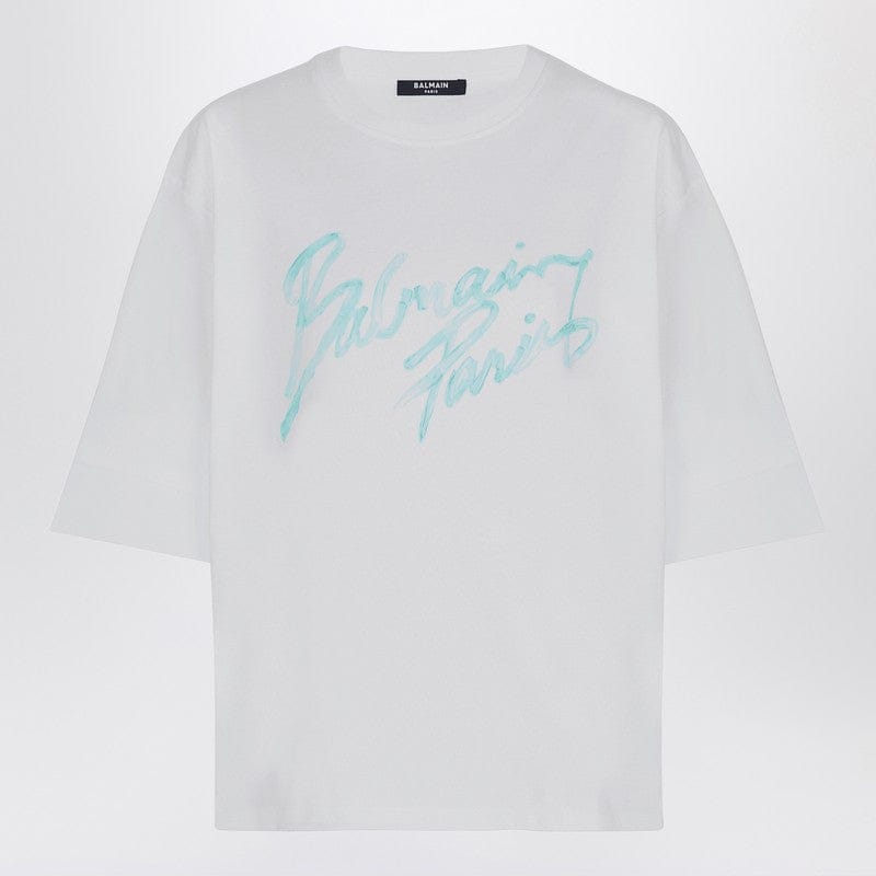 Shirts &amp; Tops Balmain - Oversized white T-shirt with logo print - M Brand