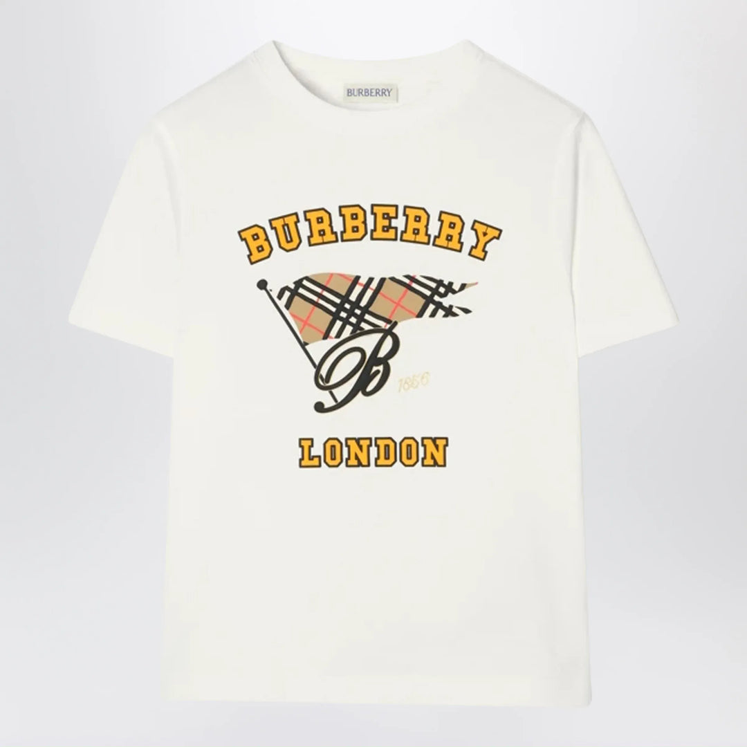 Burberry - Ivory T-shirt with logo print Brand Shirts &amp; Tops 6Y