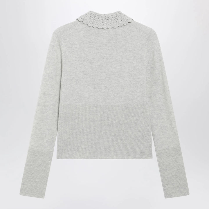 Chloé - Slim-fit logo wool cardigan in Sweet Grey Brand Shirts &amp; Tops