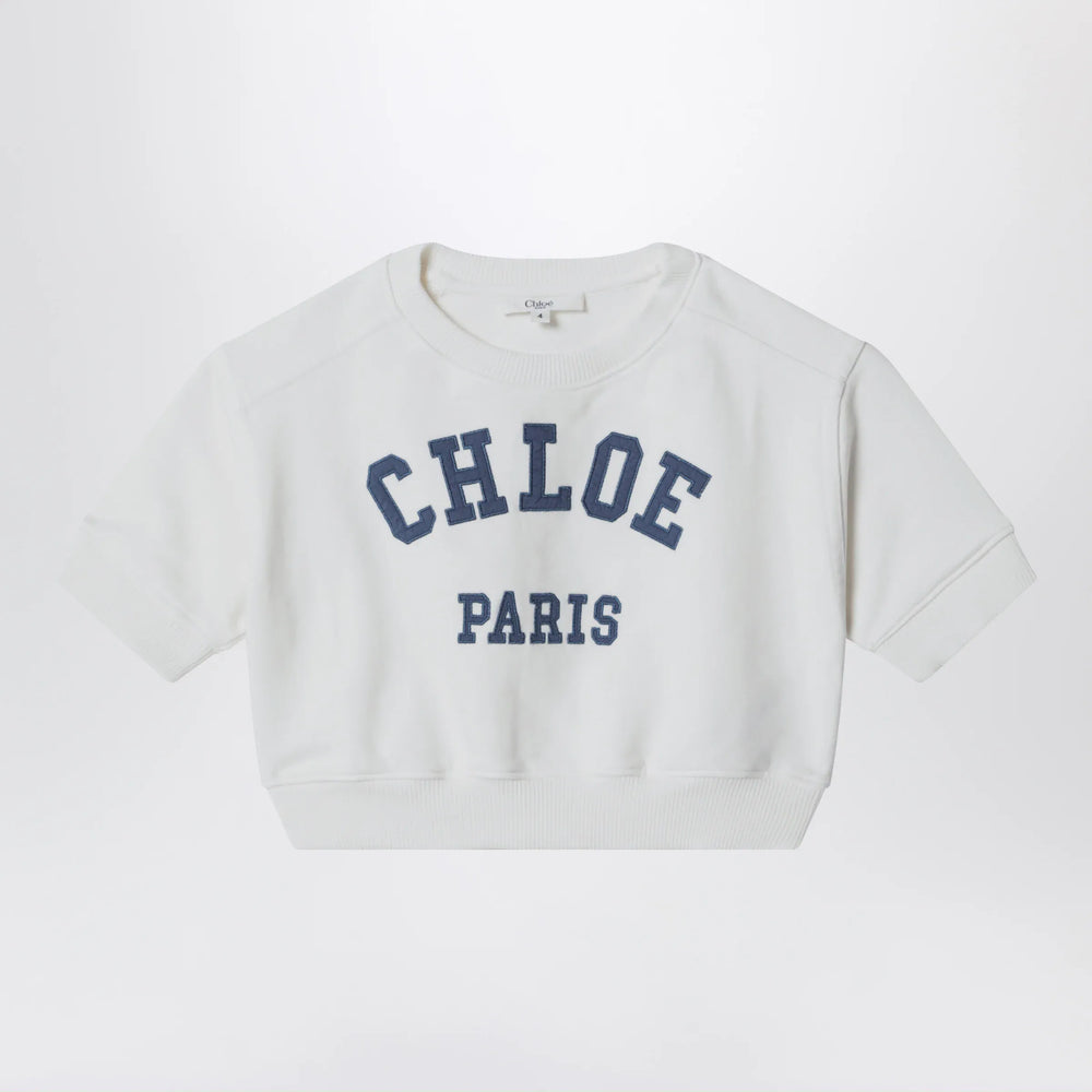 Chloé - White cropped sweatshirt with logo embroidery Brand Shirts & Tops 14