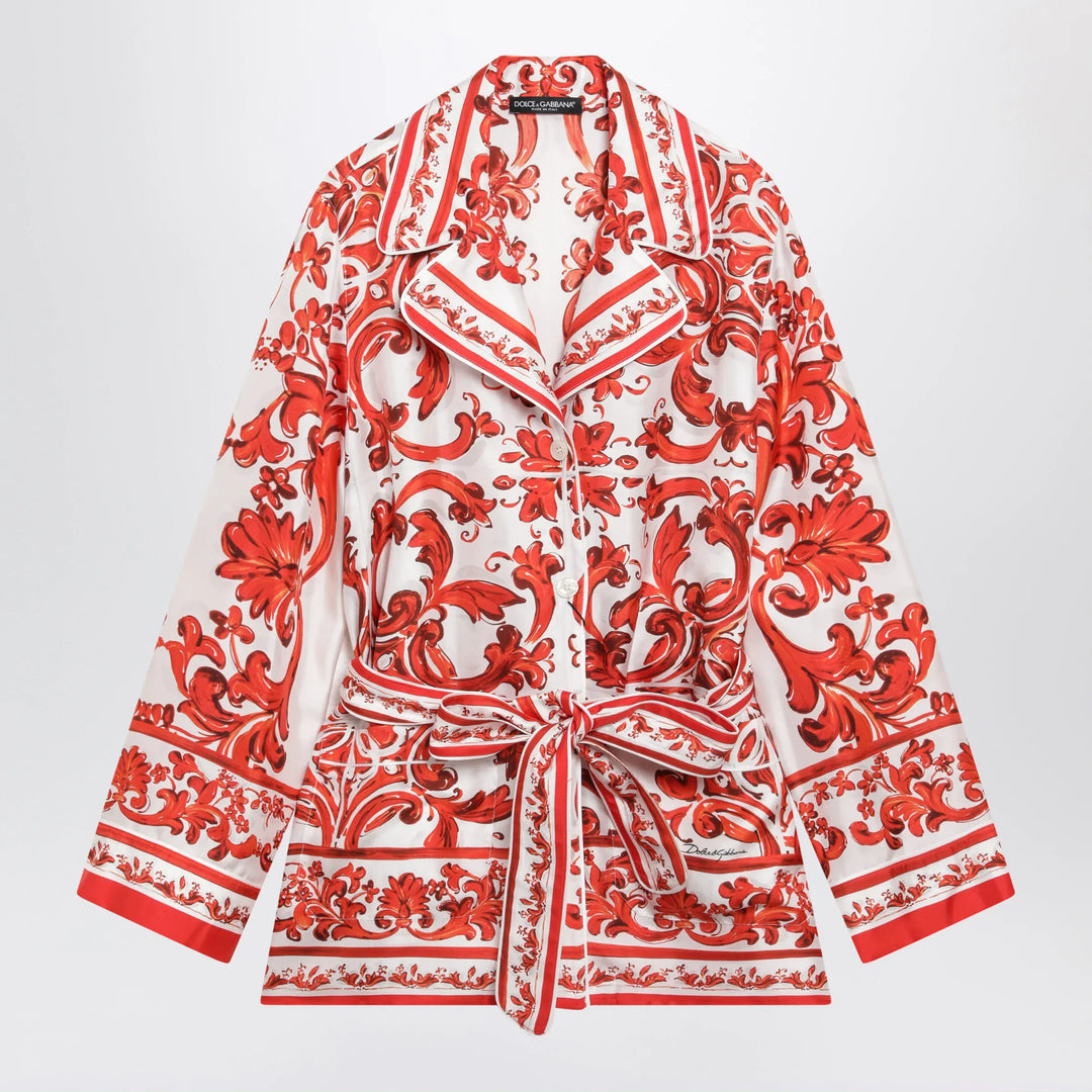 Dolce&amp;Gabbana - Vanity shirt in silk with majolica print, multicolor Brand Shirts &amp; Tops 42  IT