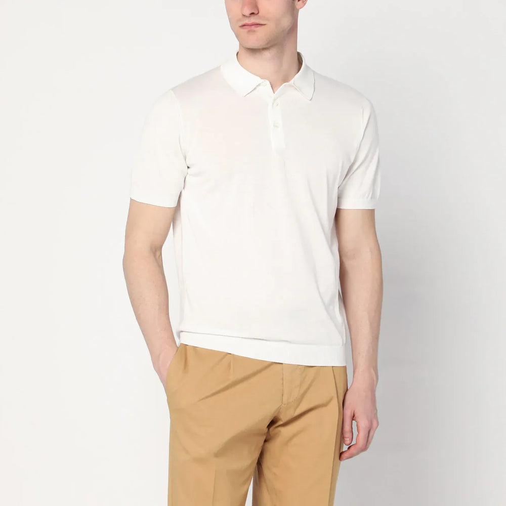 Drumohr - Milky white polo shirt in cotton Brand Shirts & Tops 54 IT