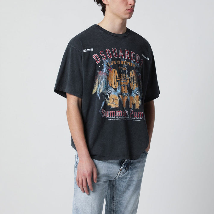 Shirts &amp; Tops Dsquared2 - Grey vintage-effect T-shirt with rock print Brand